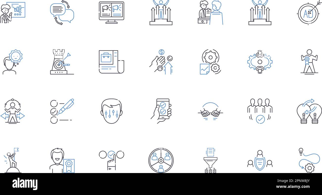 Partnership headway line icons collection. Collaboration, Nerking ...