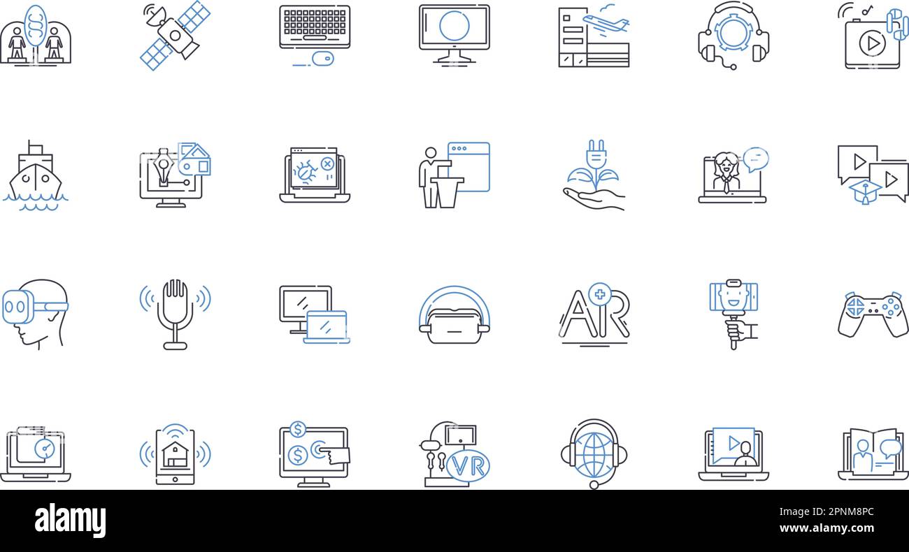 Cybernetic creation line icons collection. Robotics, Cybernetics, Automation, Artificial intelligence, Futurism, Cyborgs, Machine learning vector and Stock Vector