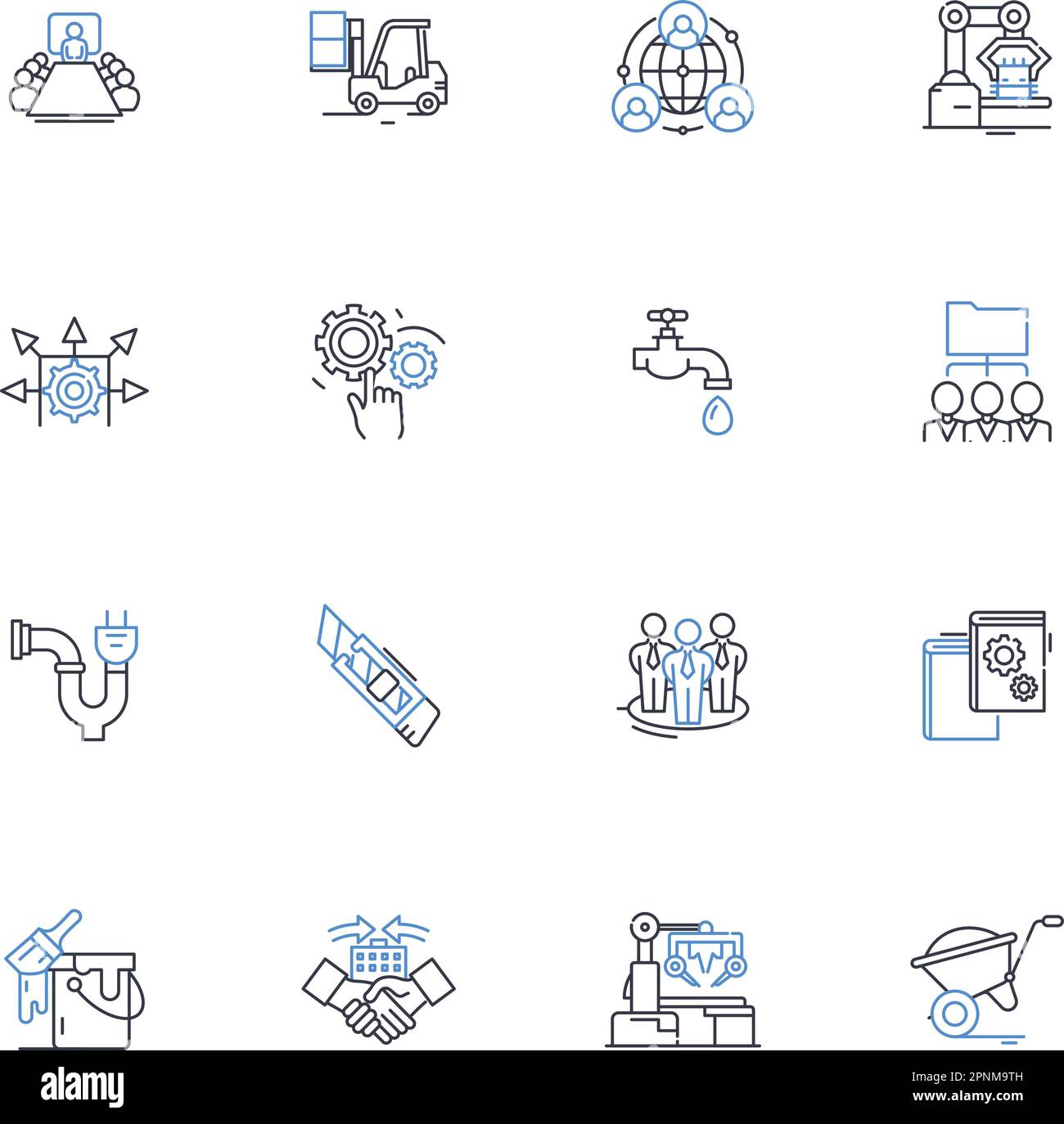 Processing center line icons collection. Efficiency, Automation, Workflow, Optimization, Logistics, Quality, Middleware vector and linear illustration Stock Vector