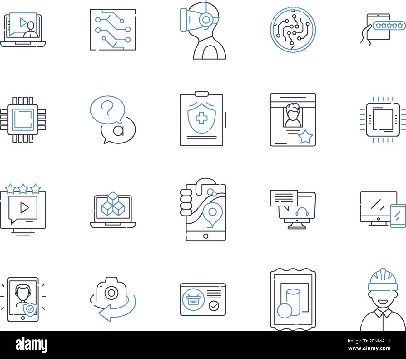 Robotics line icons collection. Automation, Intelligence, Kinematics ...