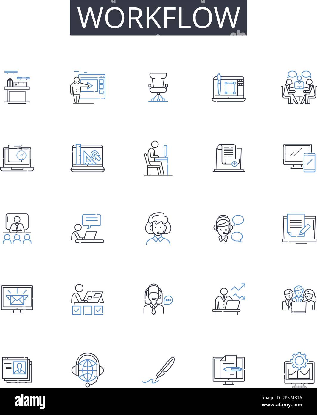 Workflow line icons collection. Investments, Assets, Finance ...