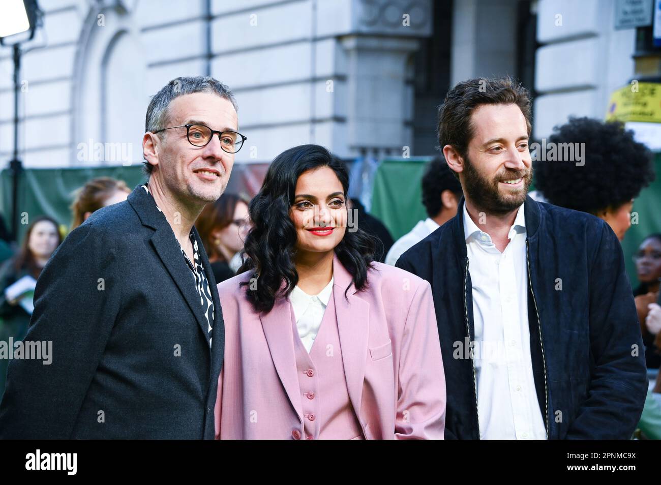 John Pocock, Nisha Aaliya, Olivier Kaempfer Arrives at the Special Screening of Polite Society, Curzon Mayfair, London, UK. Photo taken on the 19th April 2023. Credit: See Li/Picture Capital/Alamy Live News Stock Photo