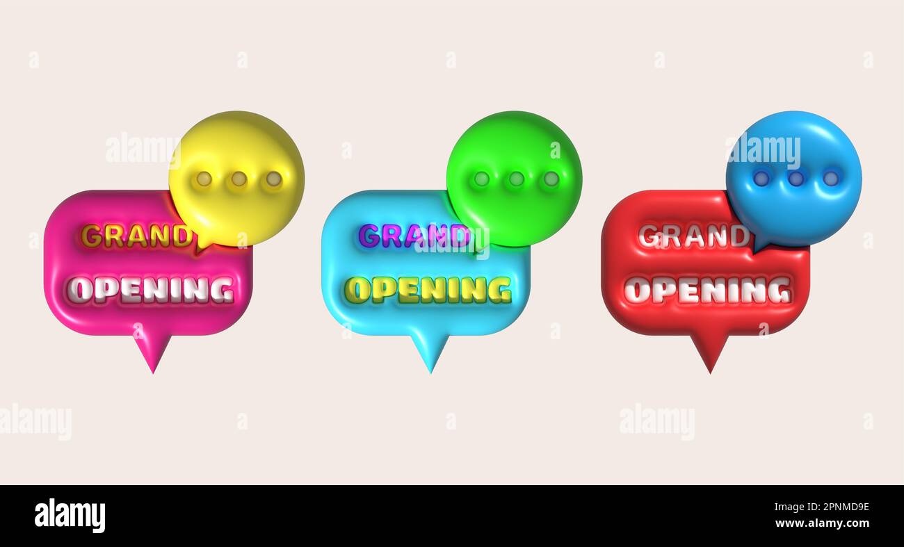 3d business grand opening hours icon shop e-commerce illustration Stock ...