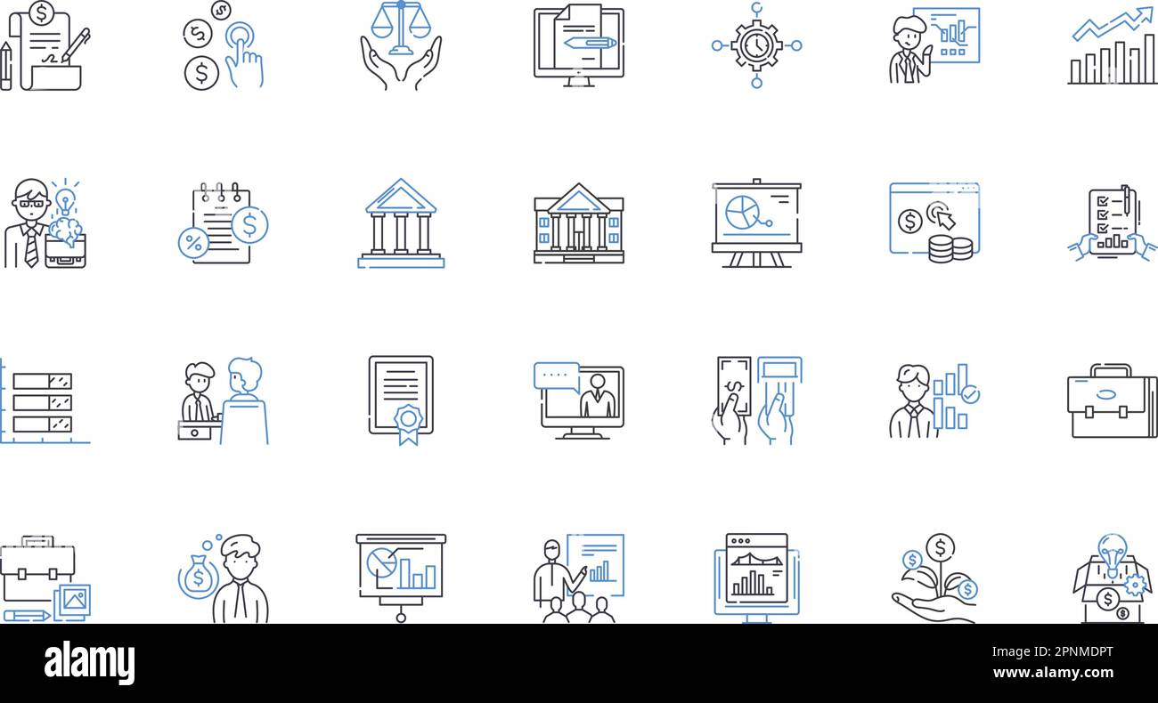 Tax line icons collection. Income, Deductions, Refund, Return, Audit, E-File, W- vector and linear illustration. ,Exemption,Bracket outline signs set Stock Vector