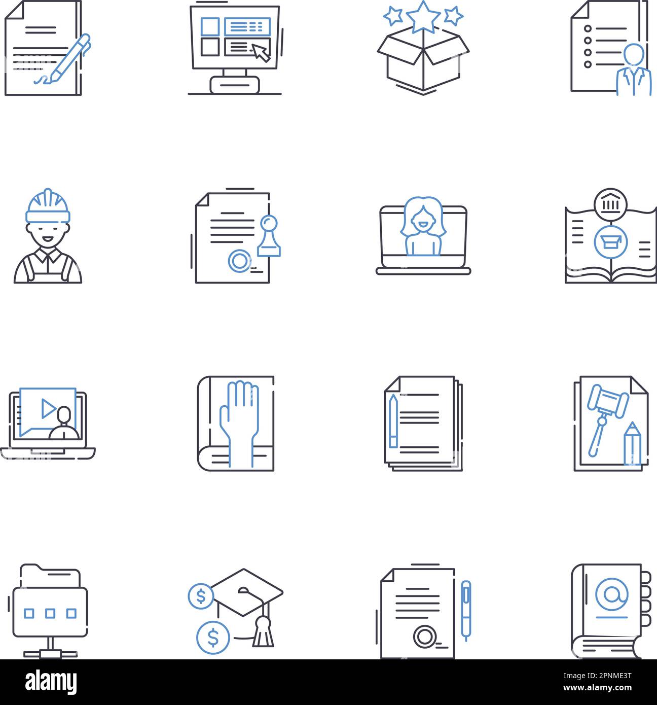 Game design line icons collection. Mechanics, Gameplay, Immersion, Balancing, Story, Prototype