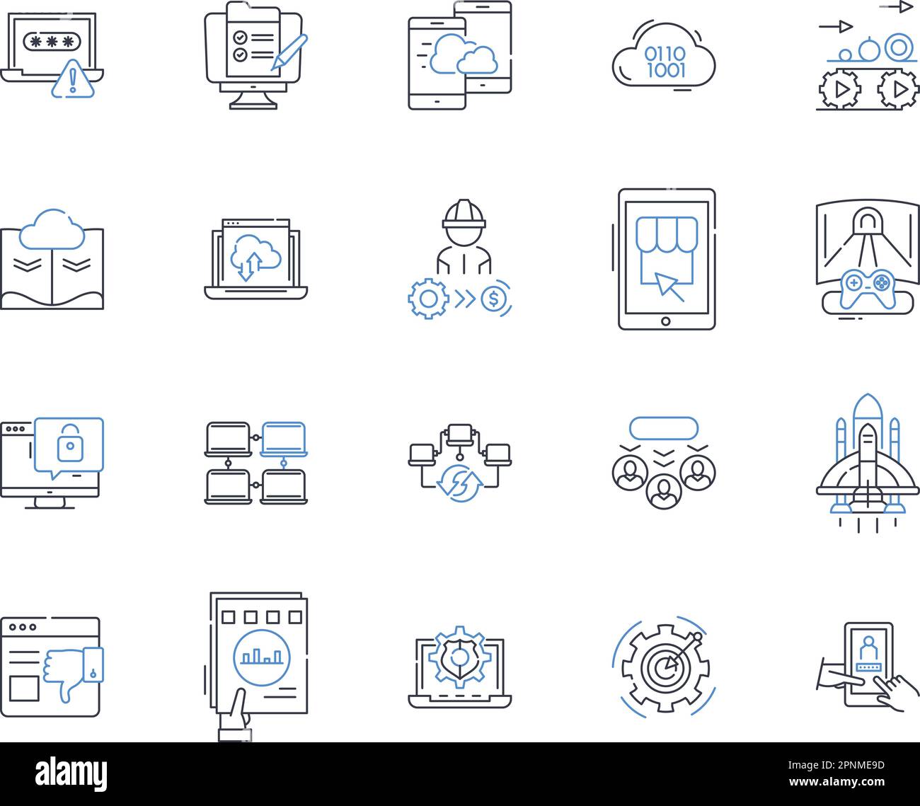 Electronic slick line icons collection. Techno-savvy, Futuristic ...