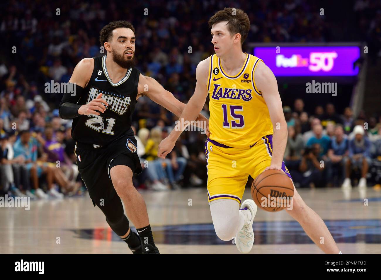 Los Angeles Lakers guard Austin Reaves (15) in the second half of