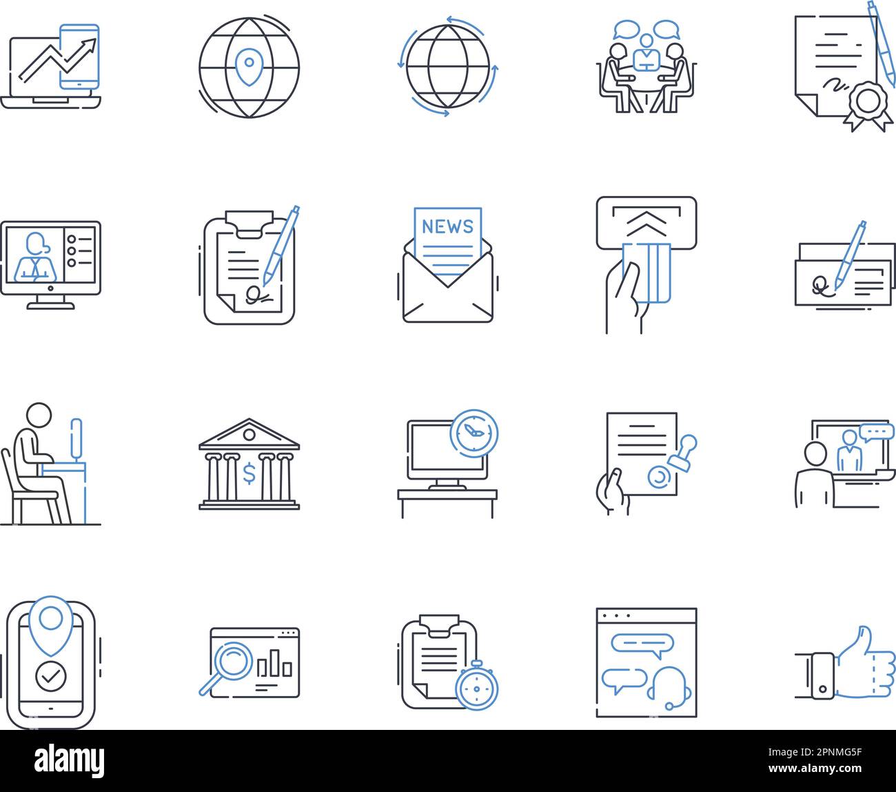 Conglomeration merger line icons collection. Consolidation, Acquisition, Alliance, Melding, Combination, Cluster, Coalition vector and linear Stock Vector