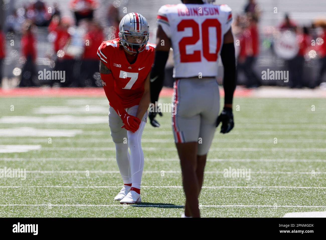 Ohio State receiver Kyion Grayes plays during their NCAA college