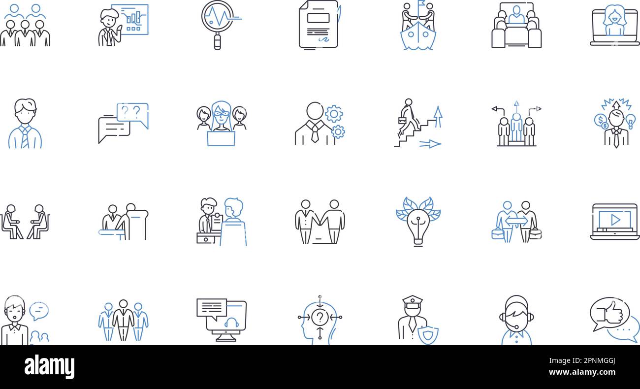 Organizational skills line icons collection. prioritize, efficiency, planning, time-management, delegation, coordination, multitasking vector and Stock Vector