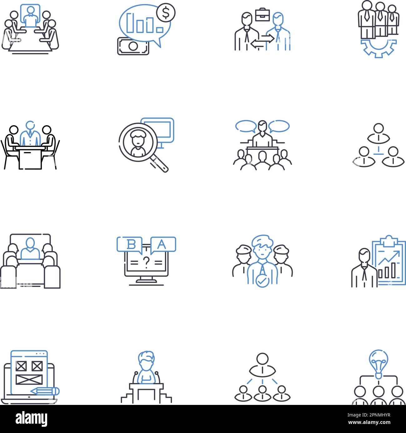 Business Authority line icons collection. Leadership, Influence
