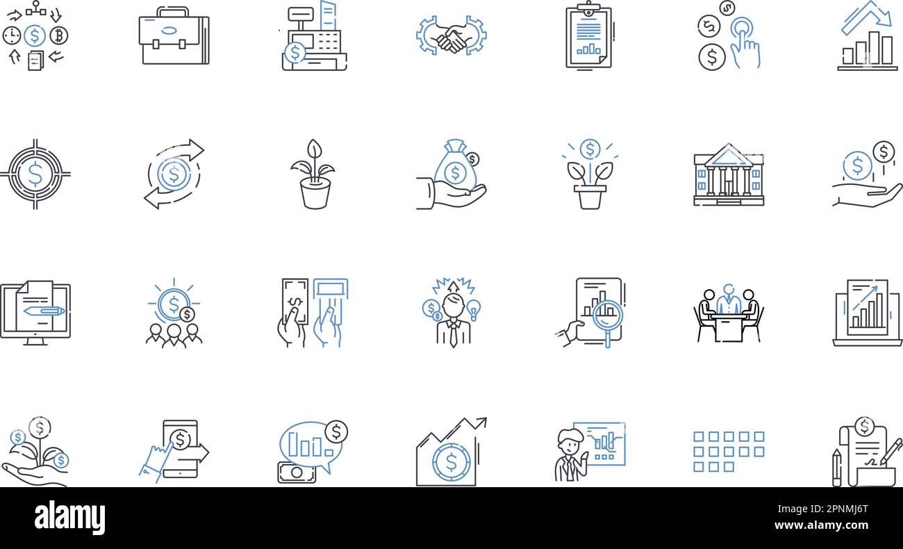 Economics line icons collection. Inflation, Deflation, Interest ...