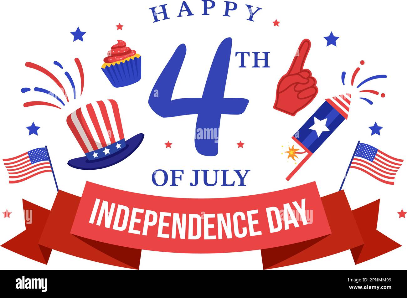 4th of July Independence Day USA Vector Illustration with American Flag ...