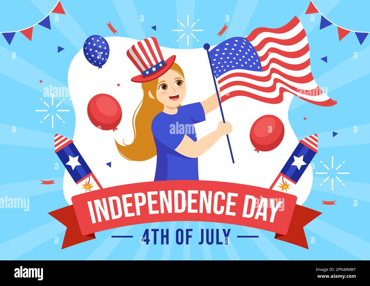 4th of July Independence Day USA Vector Illustration with American Flag ...