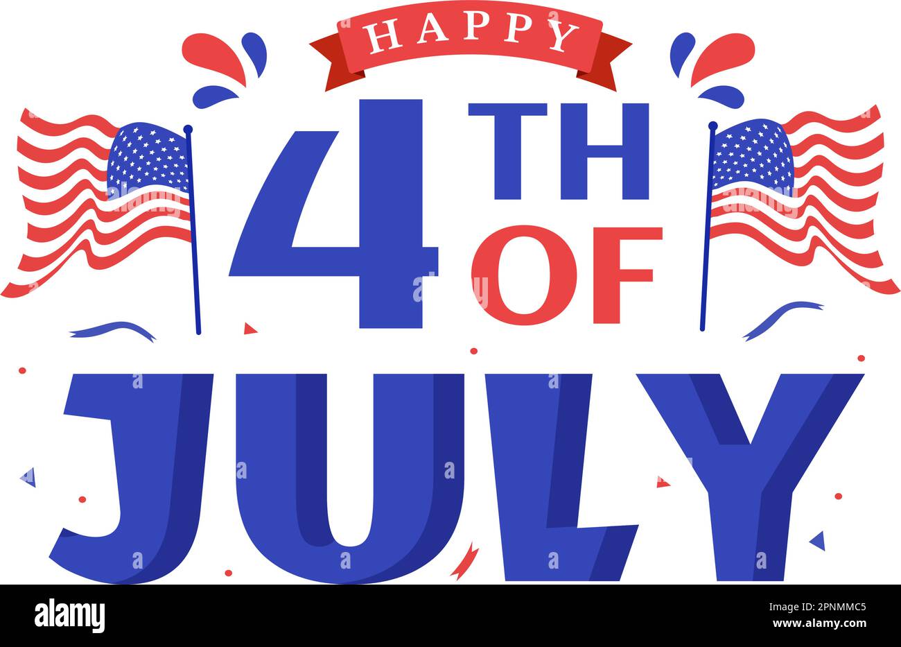 4th of July Independence Day USA Vector Illustration with American Flag and Balloons Background in Flat Cartoon Hand Drawn Landing Page Templates Stock Vector