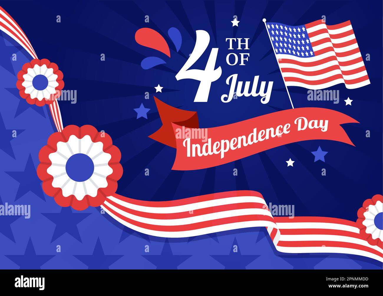 4th of July Independence Day USA Vector Illustration with American Flag ...