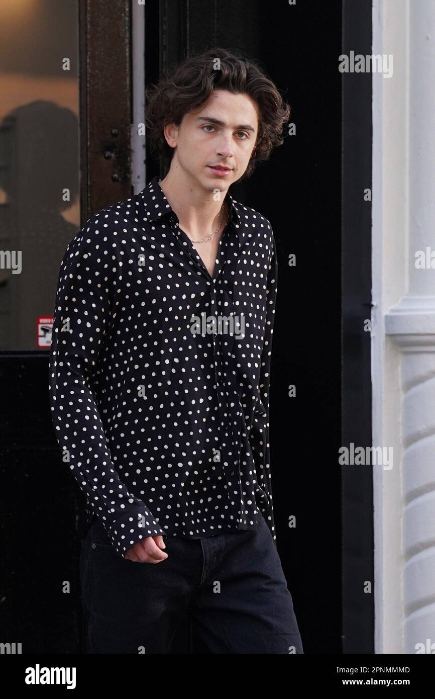 New York, NY, USA. 19th Apr, 2023. Timothee Chalamet out and about for  Timothee Chalamet Films Commercial (Possibly Bleu de Chanel Fragrance  Advertisement), New York, NY April 19, 2023. Credit: Kristin  Callahan/Everett