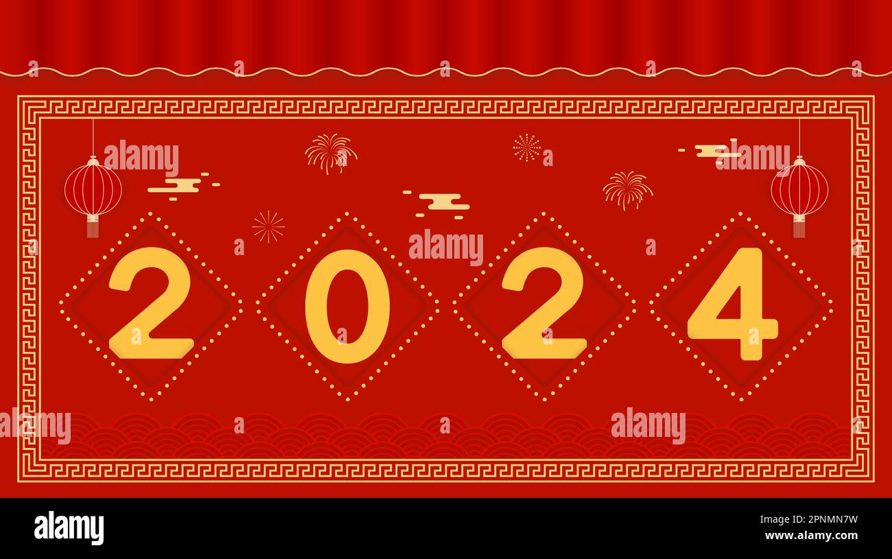 2024 Chinese New Year poster vector illustration Stock Vector