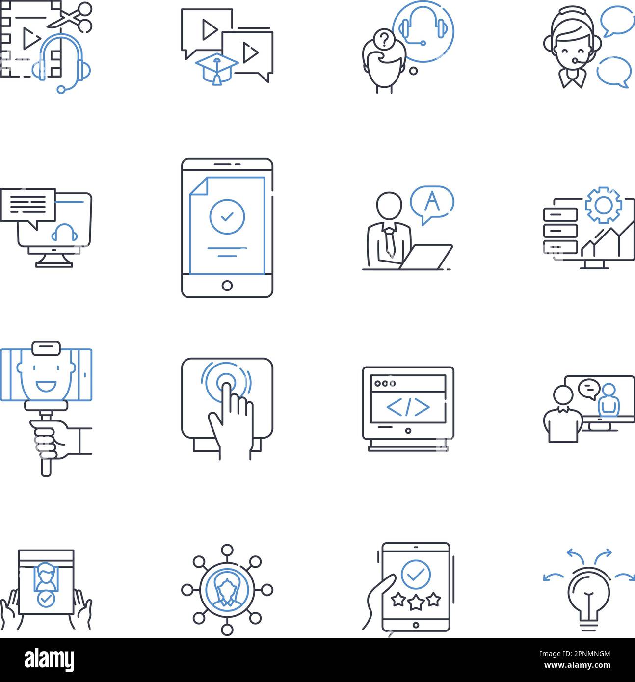 Music production line icons collection. Synthesizers, Sampling