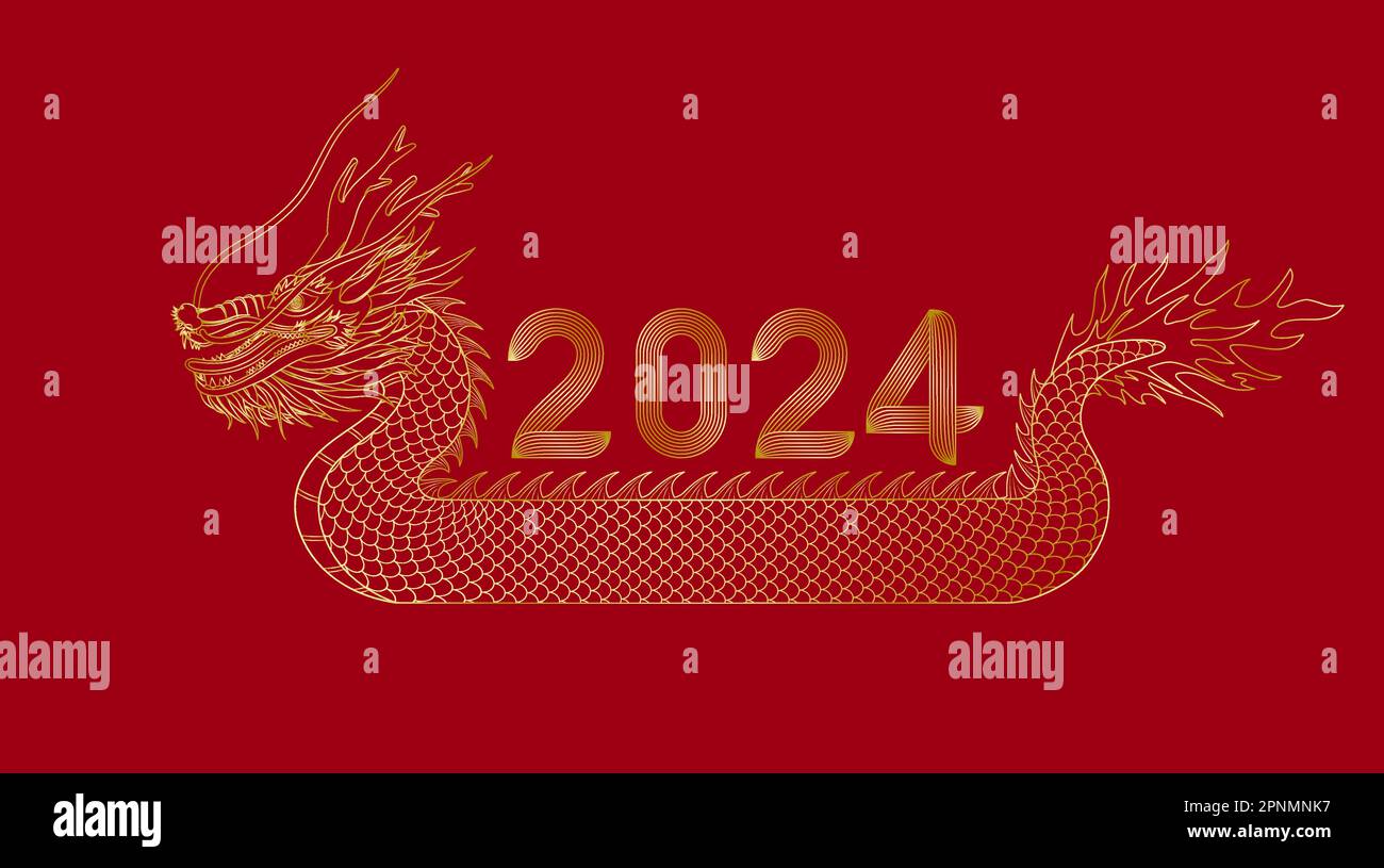 Vector illustration of the Year of the Dragon in China 2024 Stock