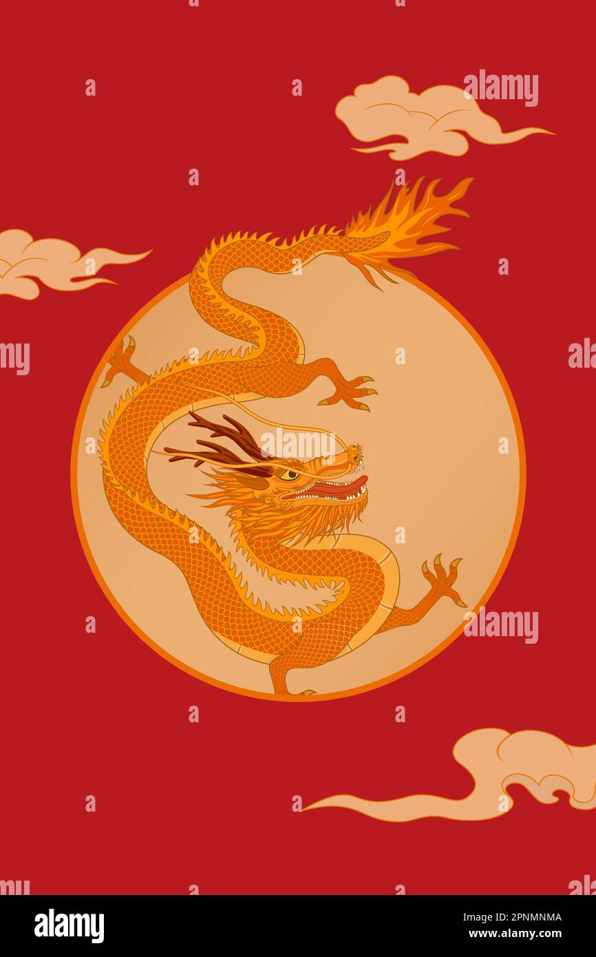 Lunar New Year Dragon Year concept design vector illustration Stock