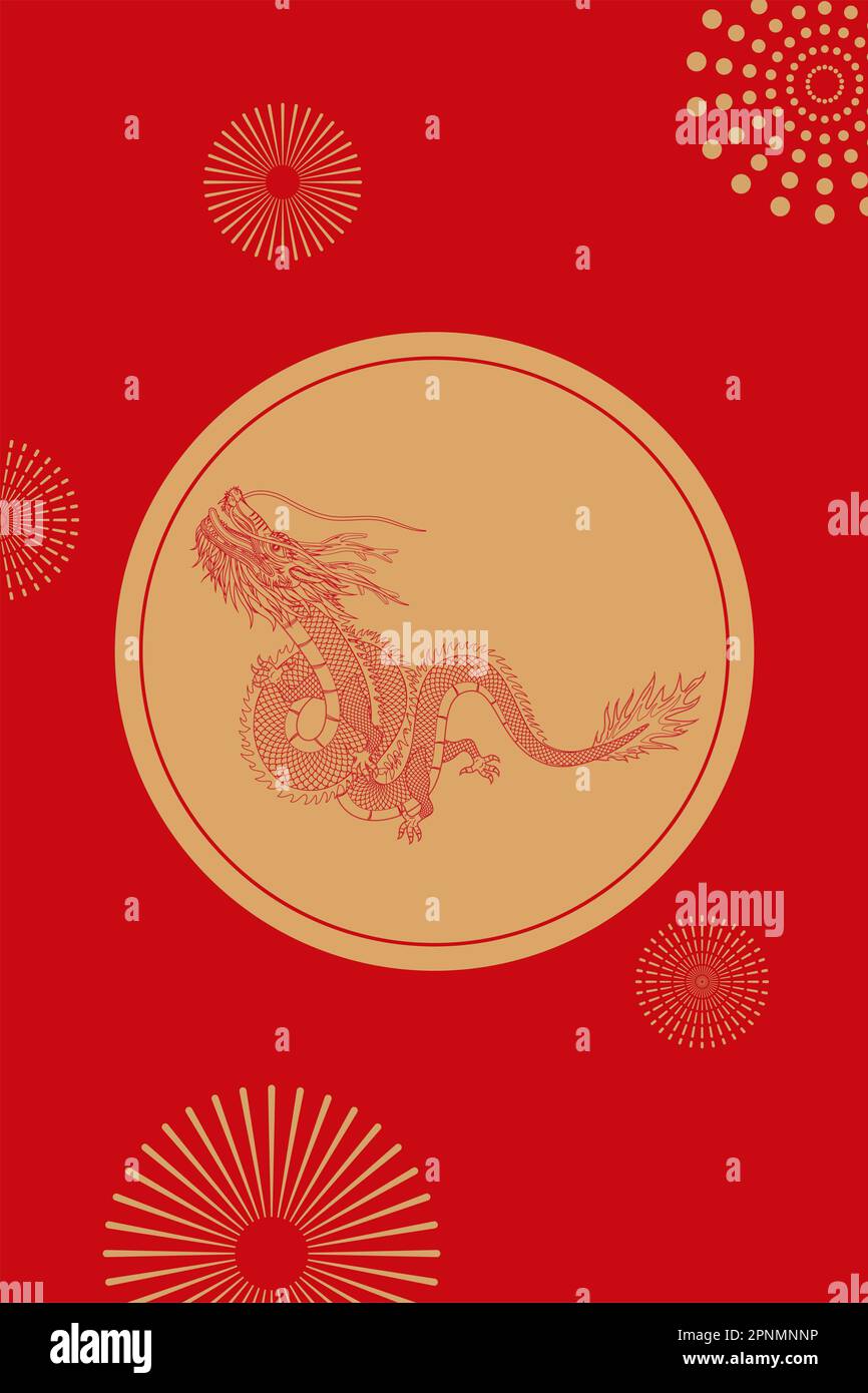 Lunar New Year Dragon Year concept design vector illustration Stock