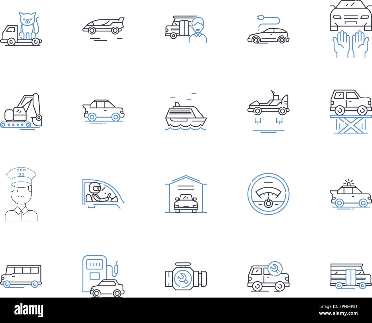 Plane and airlift line icons collection. Sky, Wings, Turbulence, Takeoff, Landing, Flight, Pilot vector and linear illustration. Cockpit,Fasten Stock Vector