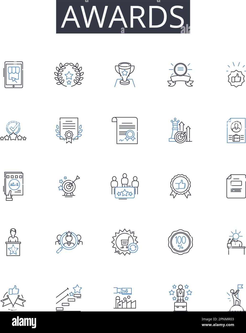 Awards line icons collection. Honors, Prizes, Trophies, Rewards