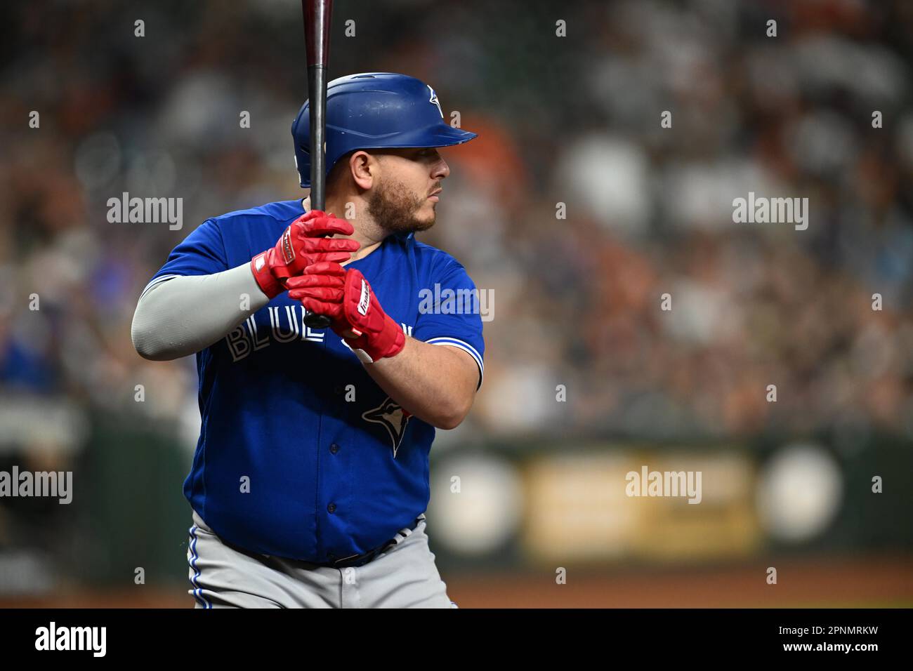 Toronto Blue Jays catcher Alejandro Kirk (30) during the MLB game between the Toronto Blue Jays and the Houston Astros on Tuesday, April 18, 2023 at M Stock Photo