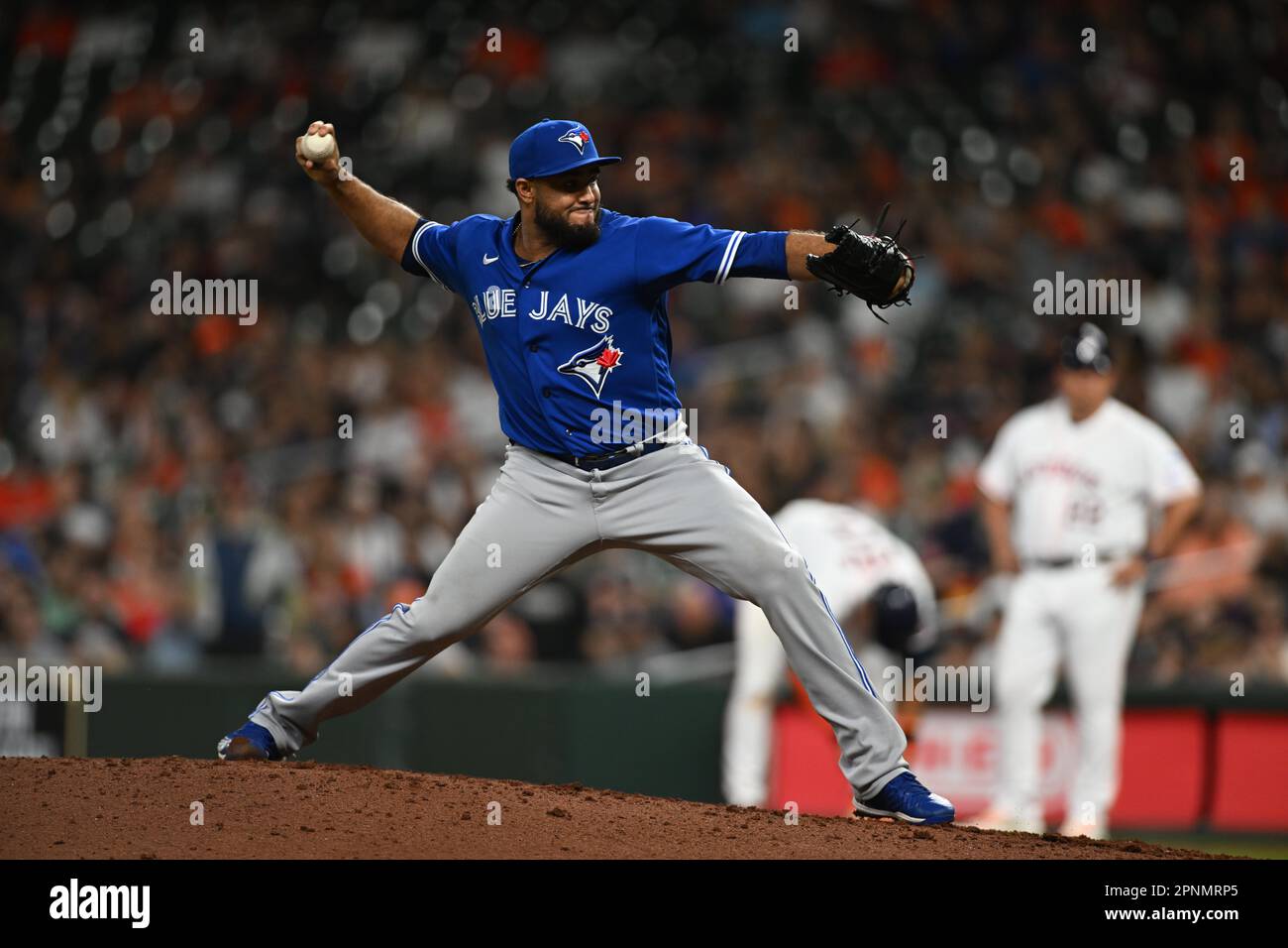 Toronto Blue Jays relief pitcher Yimi Garcia (93) comes in to pitch in the bottom of the seventh