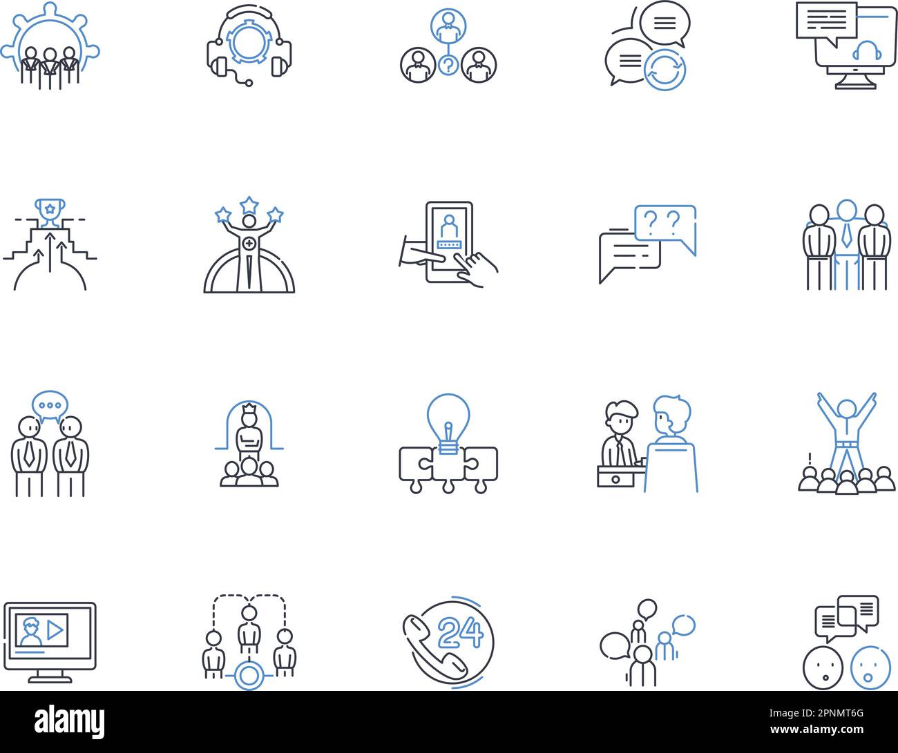 Visitor support line icons collection. assistance, guidance, help, information, advice, directions, support vector and linear illustration. map Stock Vector
