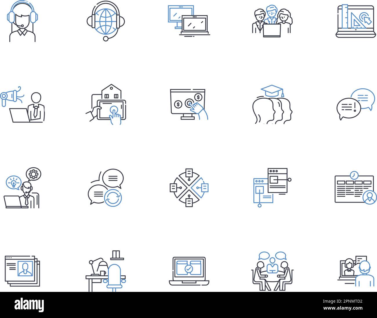 E-citizens line icons collection. Digital, Virtual, Accessible, Online ...