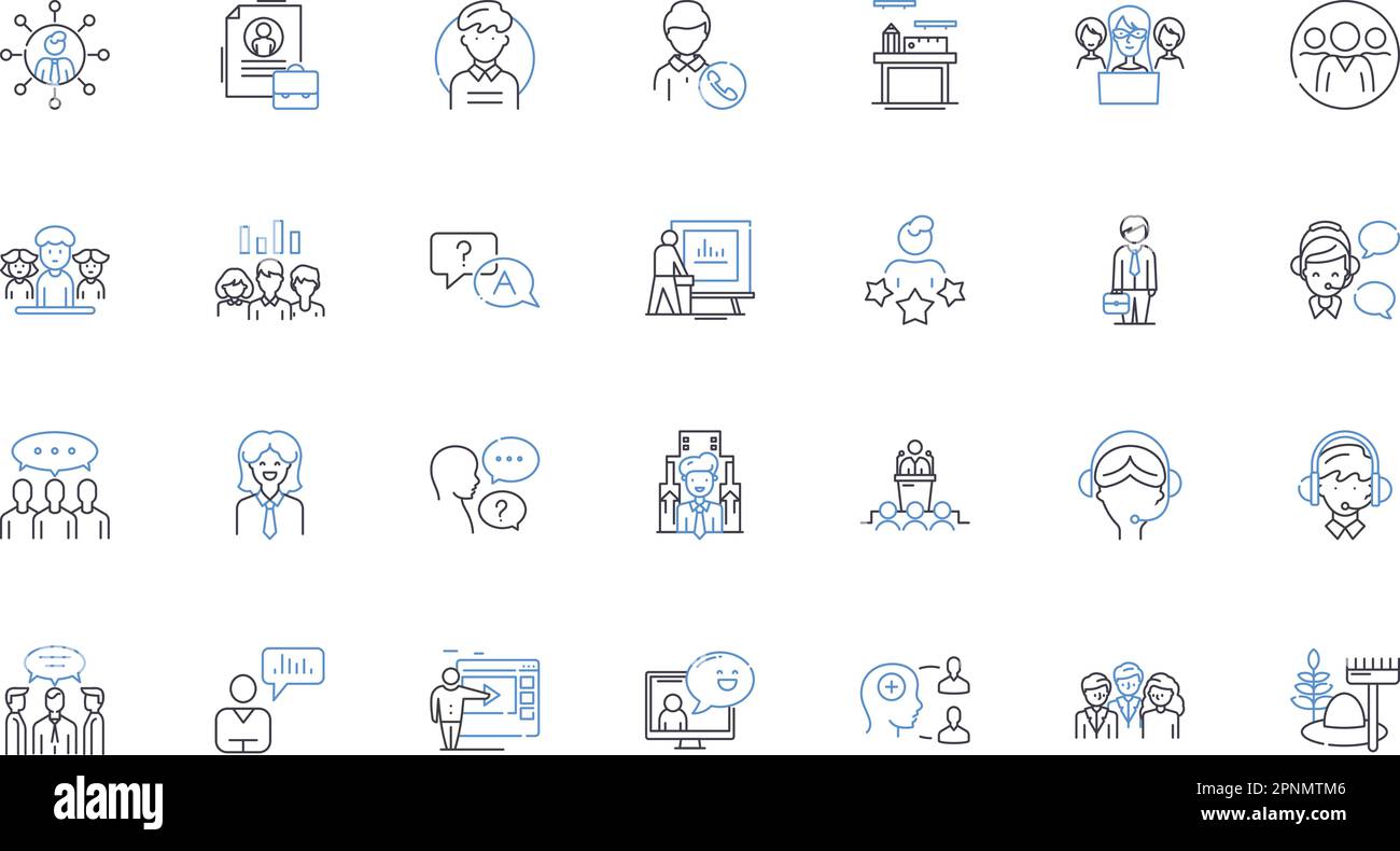Colleague line icons collection. Teamwork, Professionalism, Support, Collaboration, Empathy, Dependable, Motivated vector and linear illustration Stock Vector