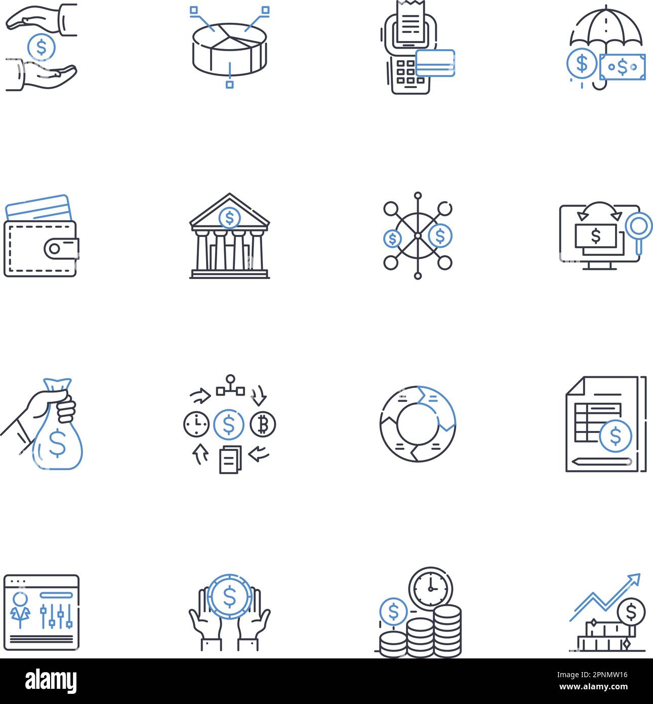 Expenditure line icons collection. Spending, Capital, Investment, Budget, Expense, Purchase, Cost vector and linear illustration. Consumption,Outflow Stock Vector