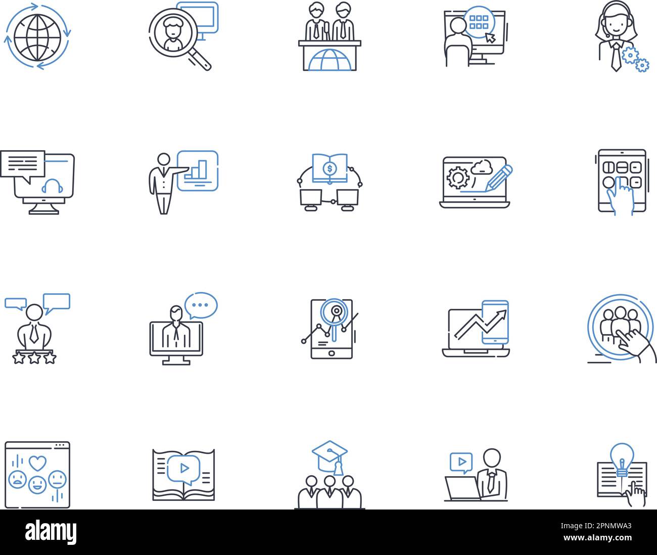 Electronic population line icons collection. Cyborgs, Droids, Robots ...