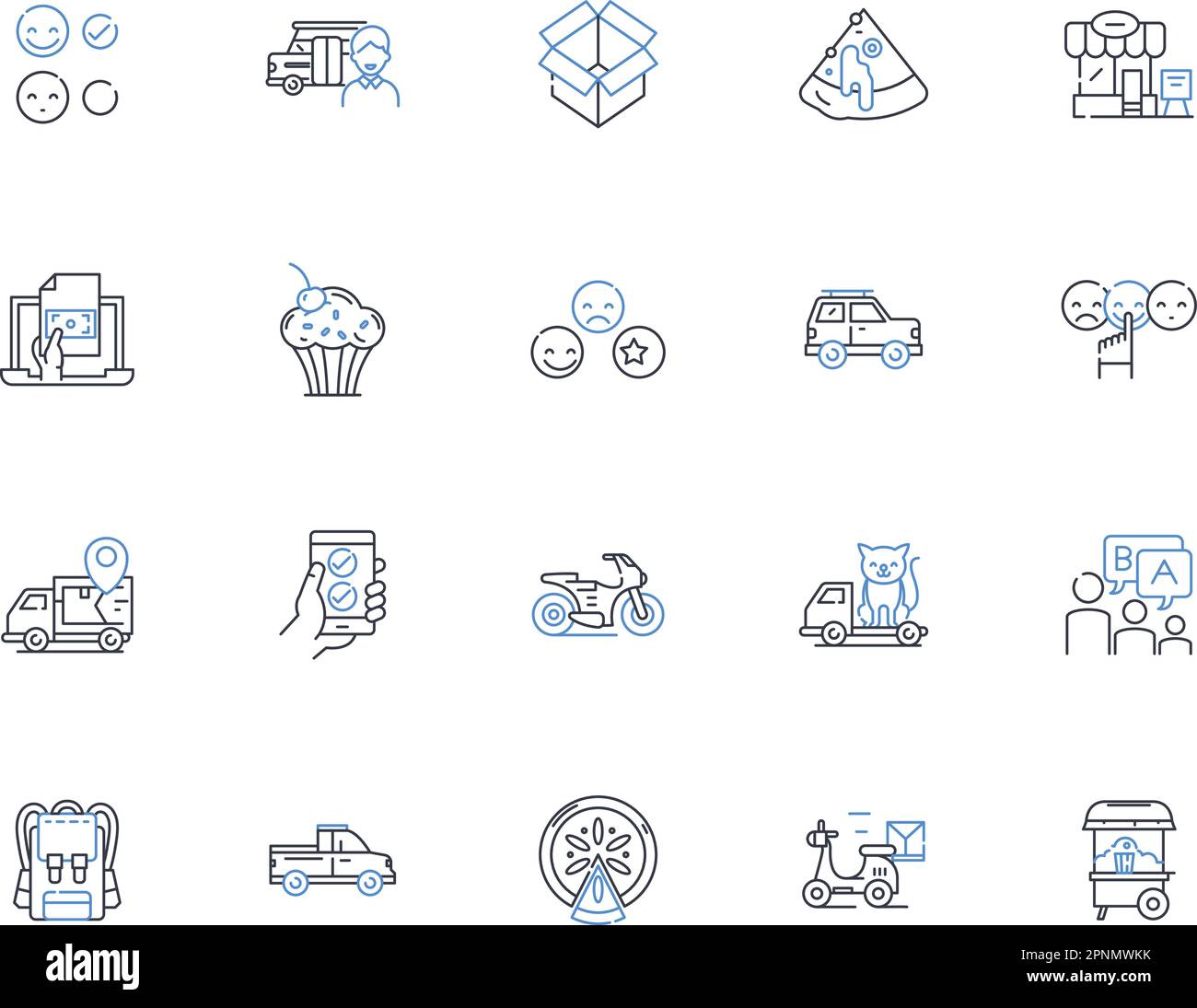 Supply management line icons collection. Procurement, Logistics, Inventory, Sourcing, Supplier, Materials, Purchasing vector and linear illustration Stock Vector