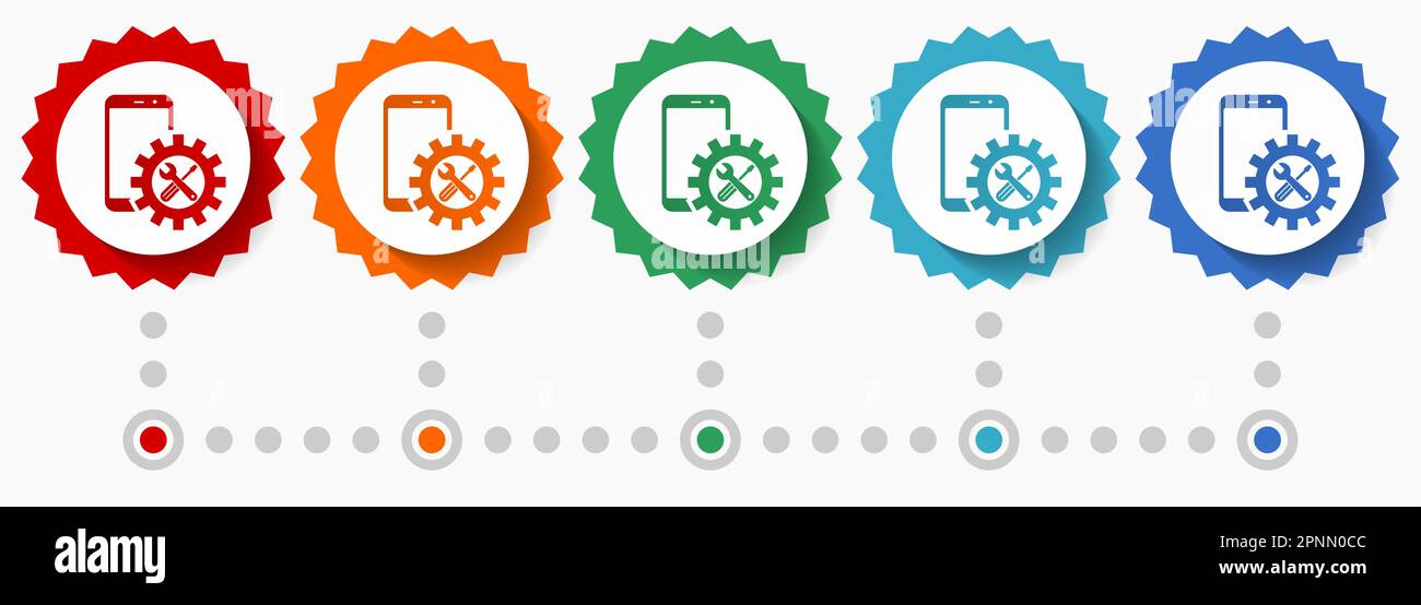 Mobile phone, smartphone service vector icon set, colorful infographic ...