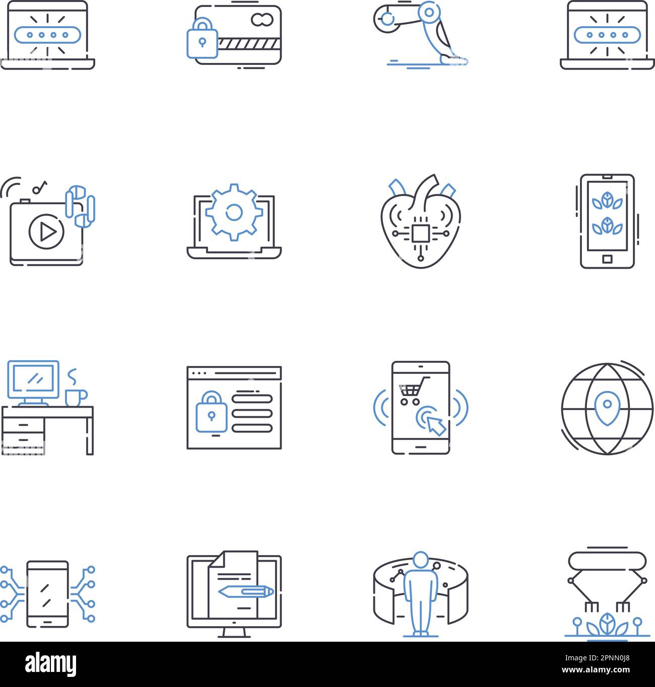 Wireless line icons collection. Connectivity, Signal, Bluetooth, Nerk, WiFi, Antenna, Transmission vector and linear illustration. Technology,Mobile Stock Vector