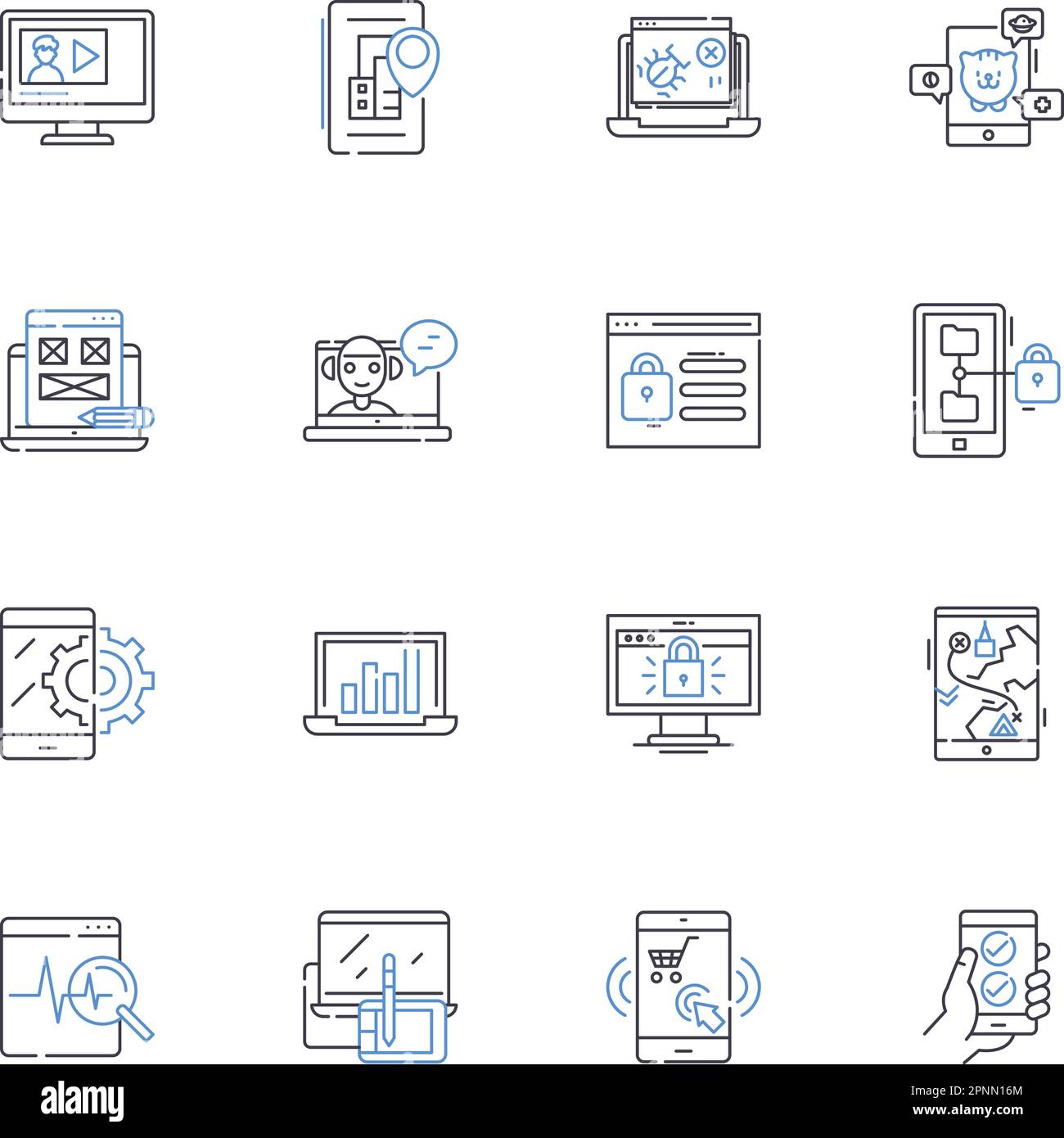 Nettosphere line icons collection. Connectivity, Interconnectedness, Digitalization, Globalization, Information, Accessibility, Innovation vector and Stock Vector