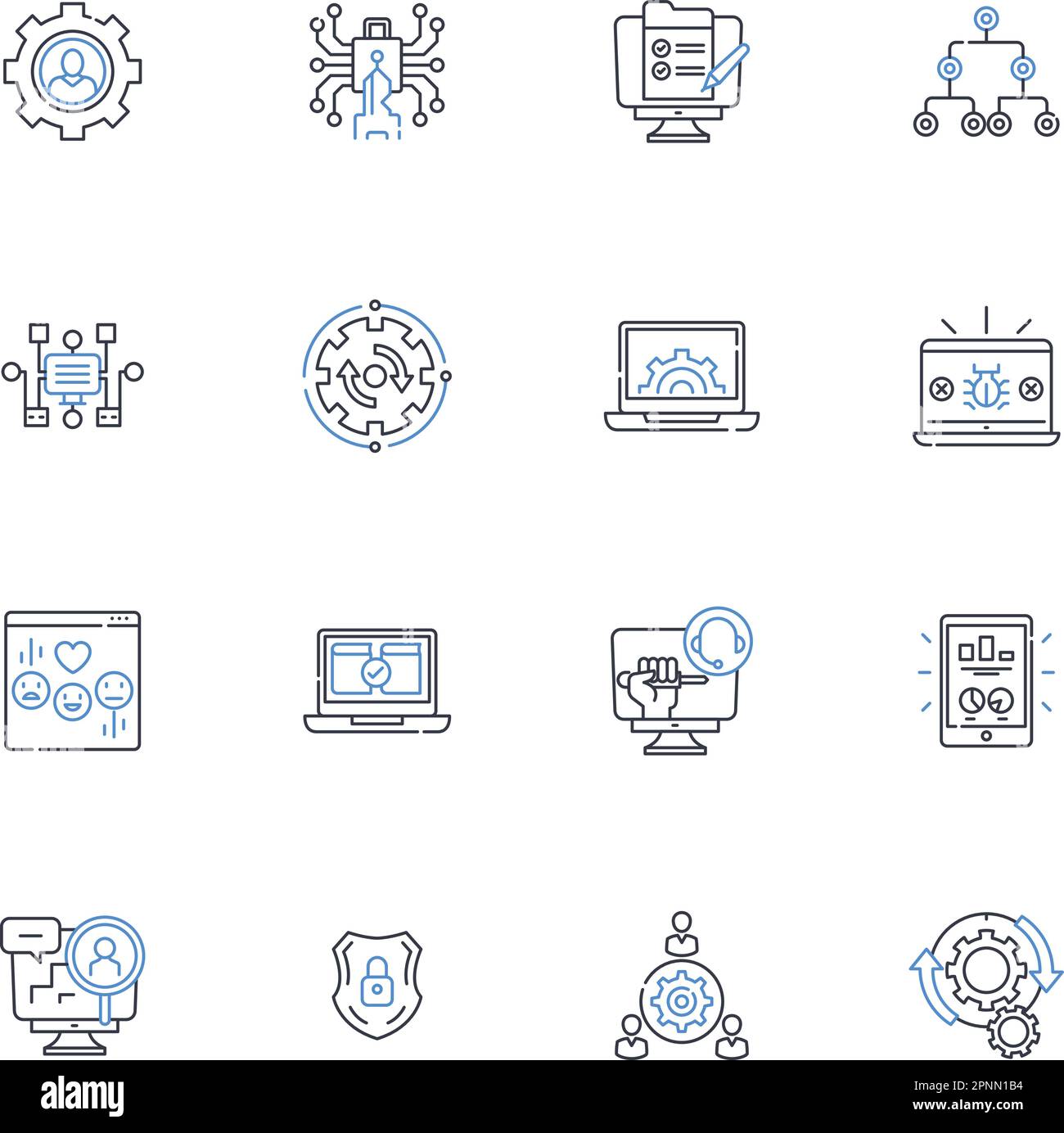 Encryption protection line icons collection. Cryptography, Confidentiality, Security, Encryption, Privacy, Decryption, Cipher vector and linear Stock Vector