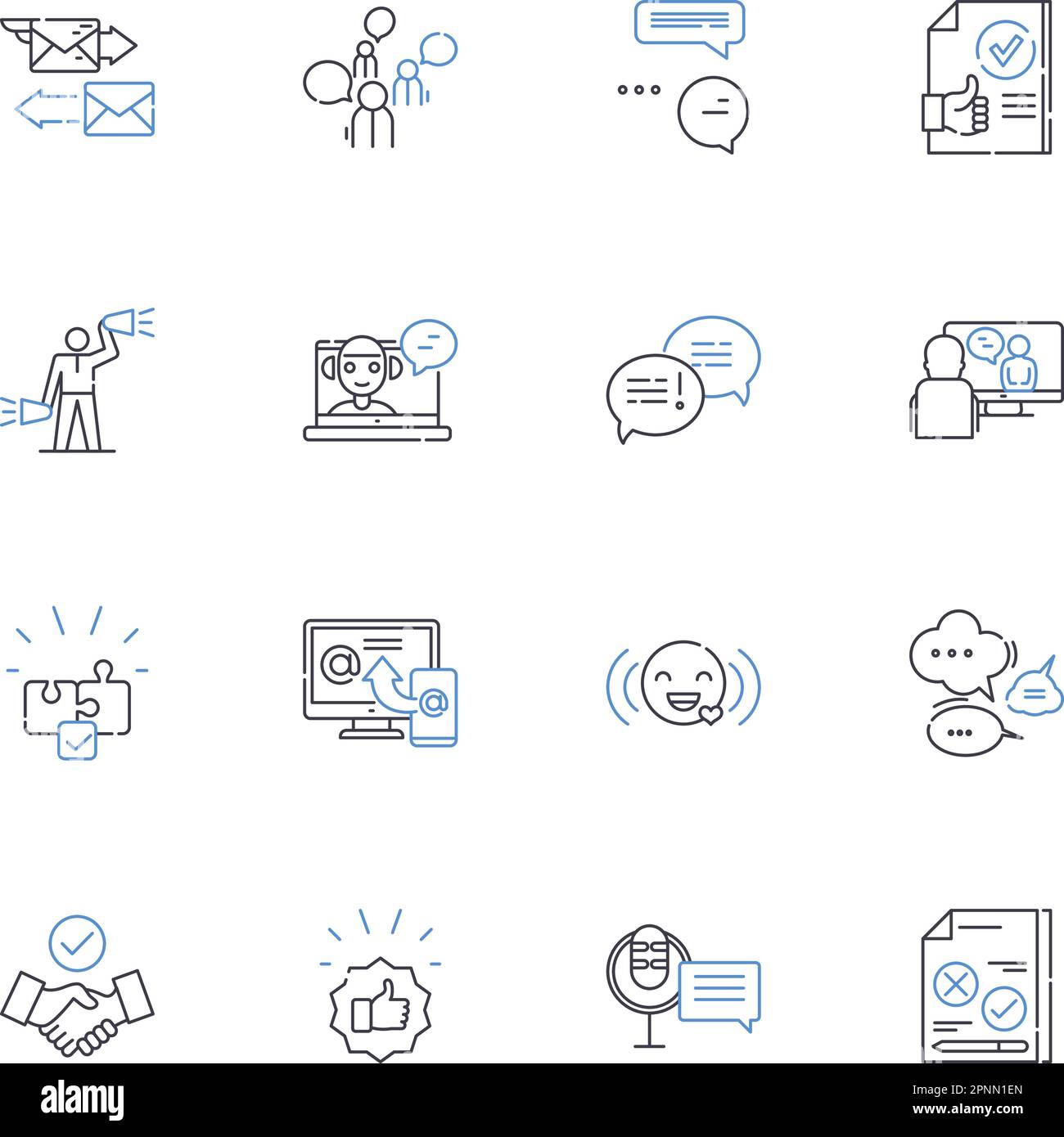 Comments line icons collection. Opinion, Feedback, Response, Review, Critique, Remark, Commentator vector and linear illustration. Dialogue,Input Stock Vector