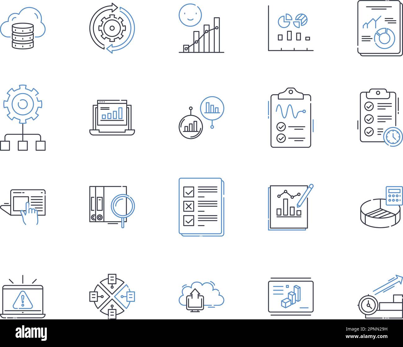 Reports and hardware line icons collection. Analytics, Benchmarking
