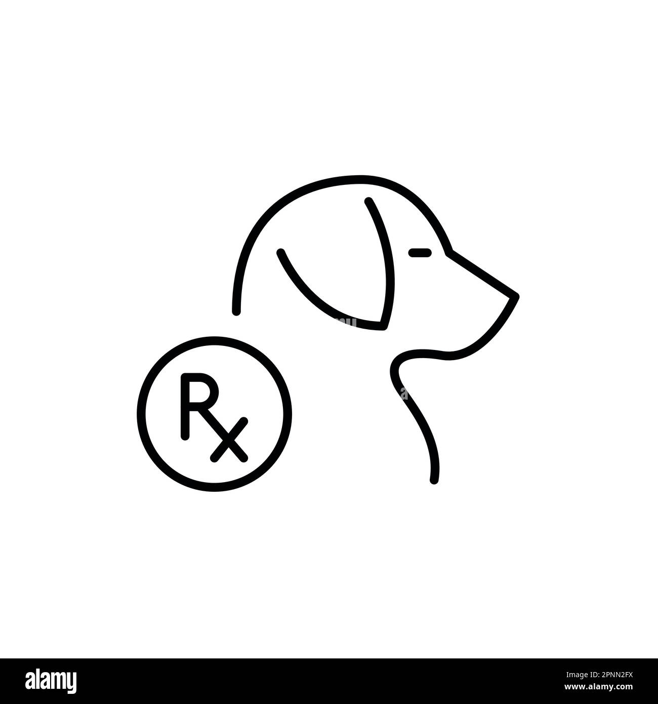 Dog and prescription drug symbol, veterinary healthcare. Pet pharmacy. Pixel perfect, editable stroke icon Stock Vector