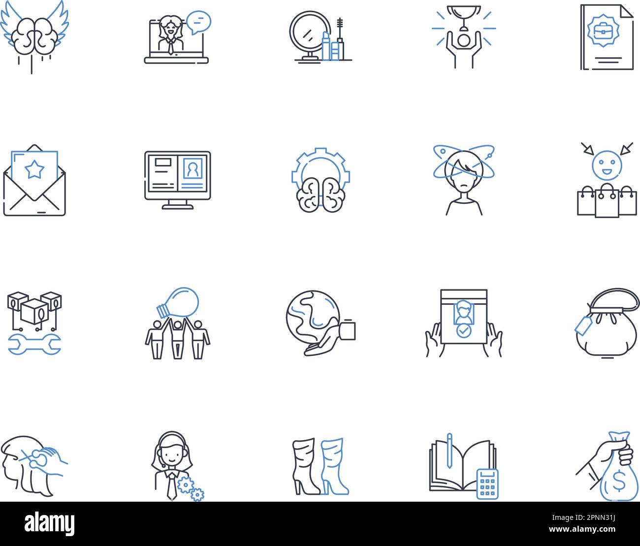 Business Owner line icons collection. Entrepreneur, Visionary 