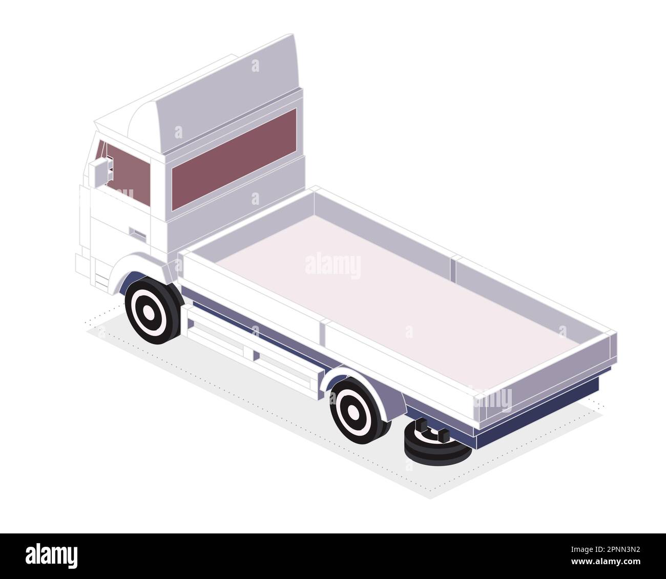 Isometric Cargo Truck. Commercial Transport. Logistics. City Object for Infographics. Vector Illustration. Car for Carriage of Goods. Back View. Stock Vector