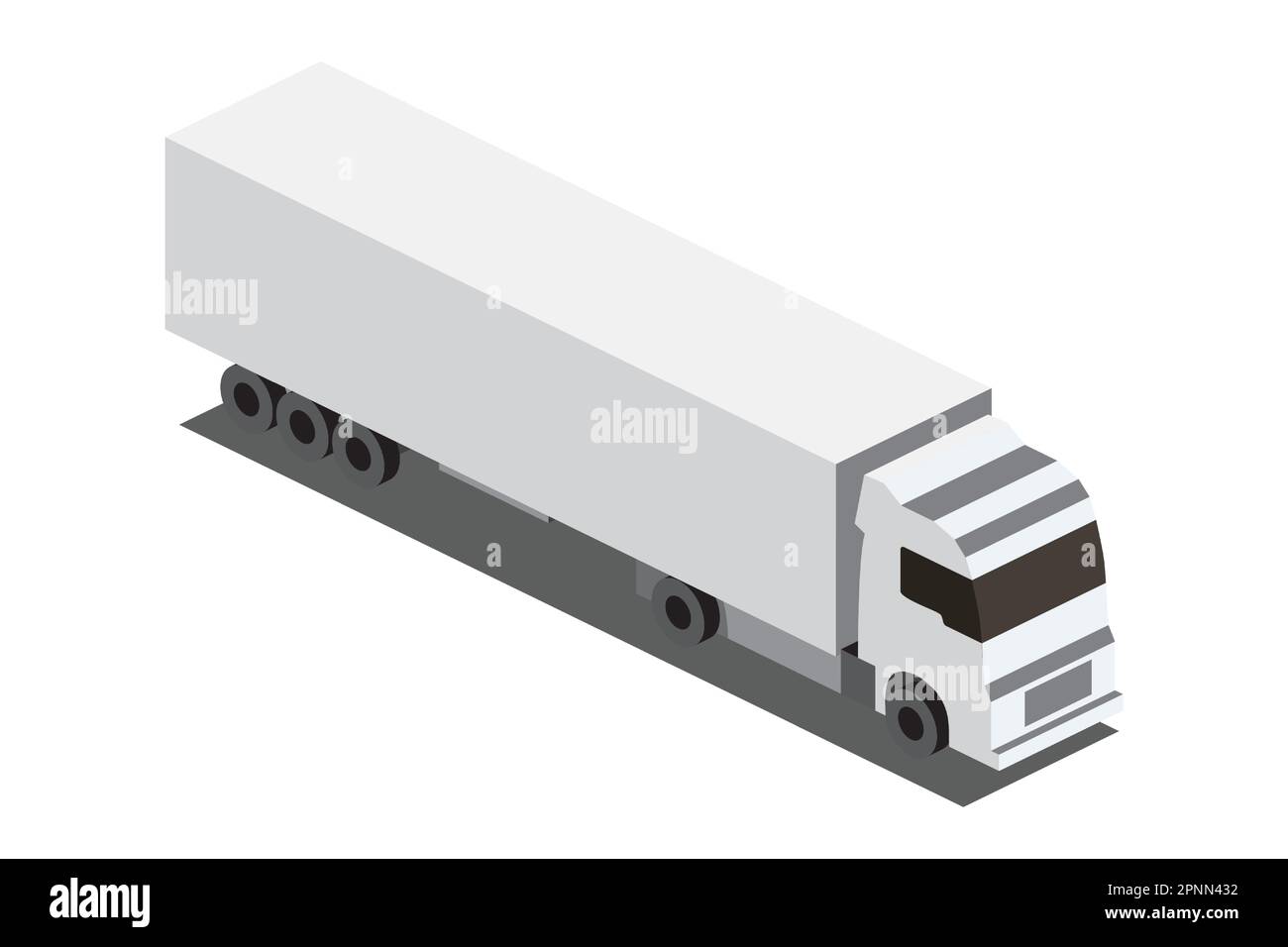 Isometric White Cargo Truck Transportation Isolated on White. Vector Illustration. Modern Delivery Truck Vehicle. Car For The Carriage Of Goods. Flat Stock Vector
