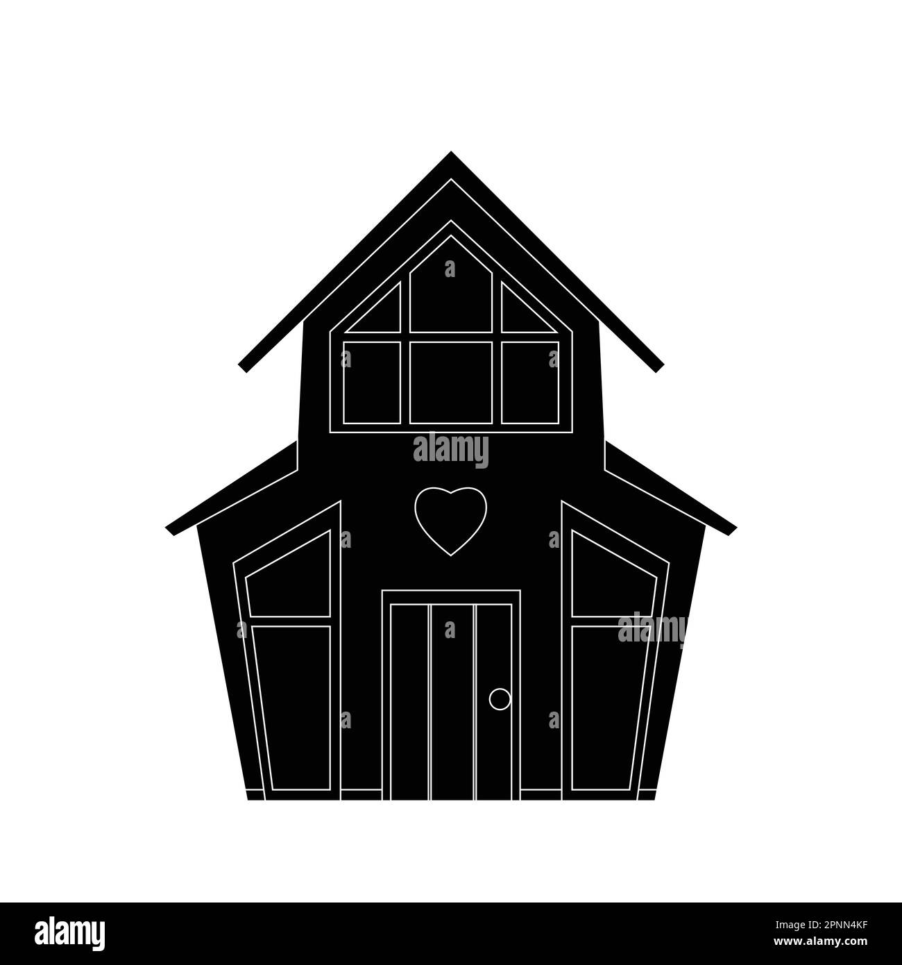 Vector monochrome contour pictogram of a country house. Downtown architecture. Rental and sale of housing. Outline picture of a suburban building Stock Vector