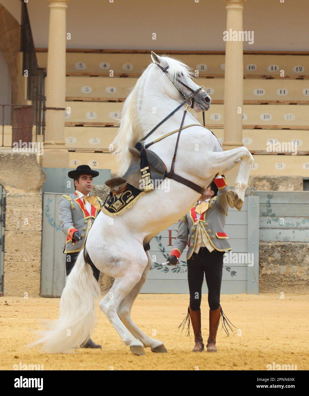 April 19, 2023 (Ronda, Malaga) Felipe VI is received by dozens of people upon his arrival at the bullring to participate in the commemoration of the 450th anniversary of the Real Maestranza de Caballería de Ronda. It was attended by some 2,500 schoolchildren from the Serranía de Ronda. Credit: CORDON PRESS/Alamy Live News Stock Photo