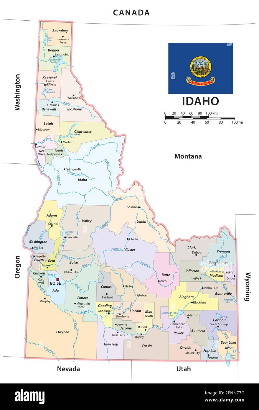 administrative vector map of the us american state of idaho Stock Photo