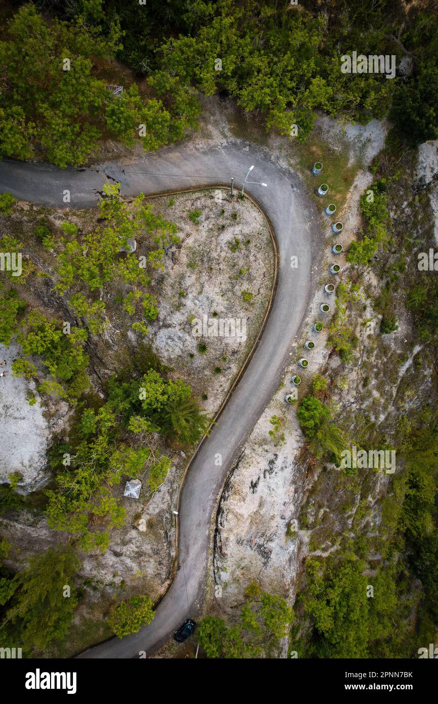 The Road to San Fernando Hill as seen from above Stock Photo